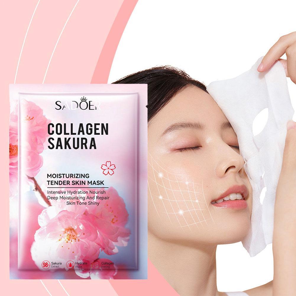 Sheet Mask Collagen - 5枚入り コラーゲン サクラ フェイスマスク フェイシャルスキンケア 保湿