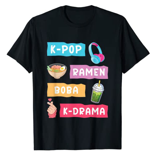 South Korea Lifestyle - 韓国のファン向けのK-popスタイルのTシャツ,ドラクマとkpopプリントのファッショナブルなカジュアルトップ,女の子向けギフト,流行のトレンド,韓国の服