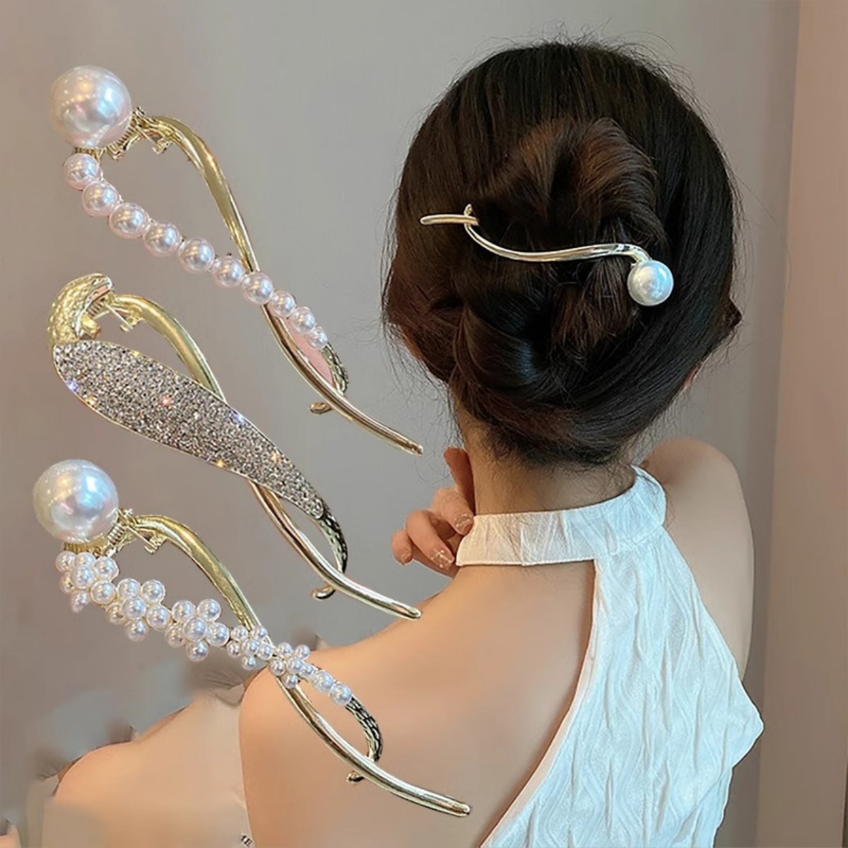 エレガントなグリッターパールヘアクリップ レディース トレン - Lifestyle In Korean のレビューと価格