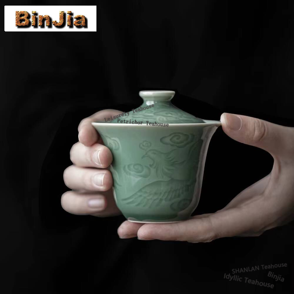 中国のティーセット,ゴイワンリリーフフェニックス,火傷防止テ - Celadon Ceramic Cup のレビューと価格
