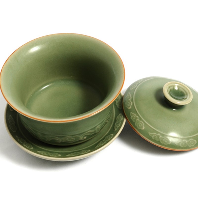 高品質の青磁製ガイワン、創造的な手作り彫刻入りセット、ガイワ - Celadon Ceramic Cup のレビューと価格