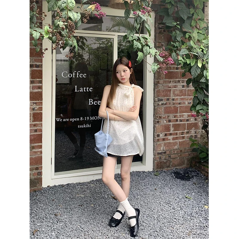 Mexzt-女性のための甘いドットプリントブラウス、エレガン - Korean Lifestyle のレビューと価格