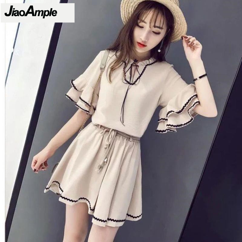 女性用シフォンブラウスとパンツのセット,ヴィンテージセット, - Korean Lifestyle のレビューと価格