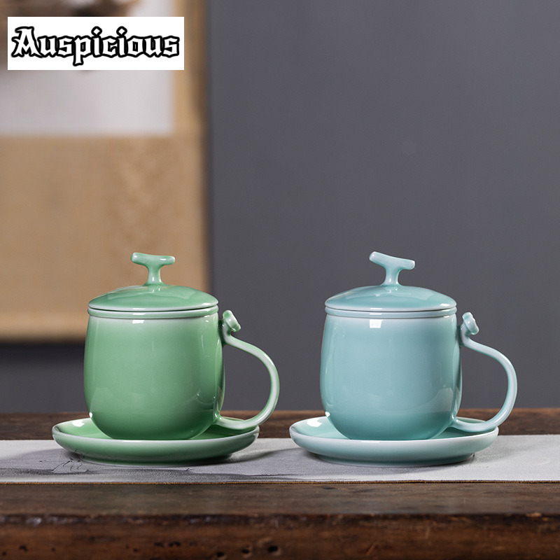 400mlアズール龍泉青磁フィルターティーセパレーターカップ - Celadon Ceramic Cup のレビューと価格