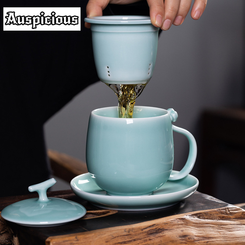 400mlアズール龍泉青磁フィルターティーセパレーターカップ - Celadon Ceramic Cup のレビューと価格