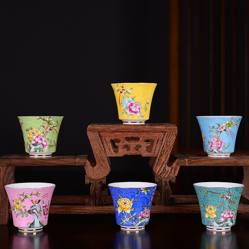 金銀彩釉陶磁器茶杯 中国カンフーマスター用単品茶碗 ギフトボ - Celadon Ceramic Cup のレビューと価格