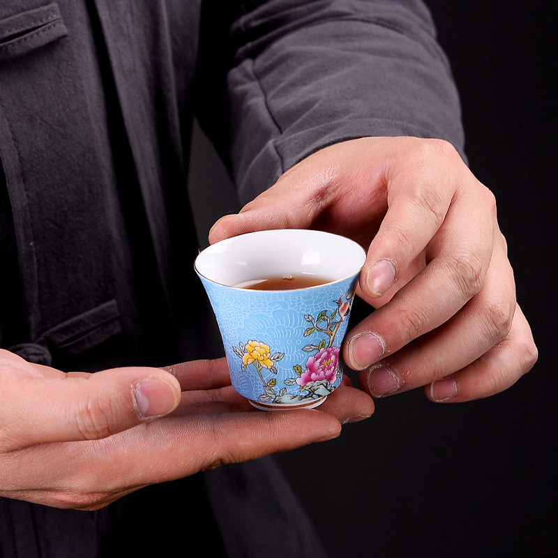 金銀彩釉陶磁器茶杯 中国カンフーマスター用単品茶碗 ギフトボ - Celadon Ceramic Cup のレビューと価格